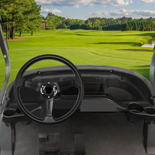 LOSCHEN Golf Cart Steering Wheel Universal Design for Club Car Ds and Precedent EZGO RXV & TXT, for Yamaha Golf Cart Steering Wheel-Black Strip