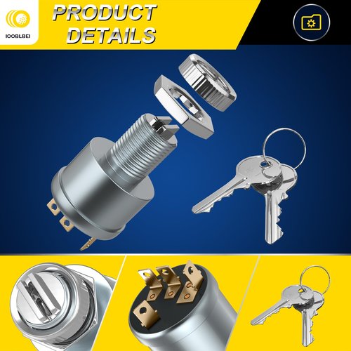IOOBLBEI Golf Cart Ignition Switch with 2 Standard Keys, Fits 1981-UP EZGO TXT, Medalist, Workhorse, ST, Shuttle and Marathon Models, EZGO Key Switch Replace OEM# 33639G01