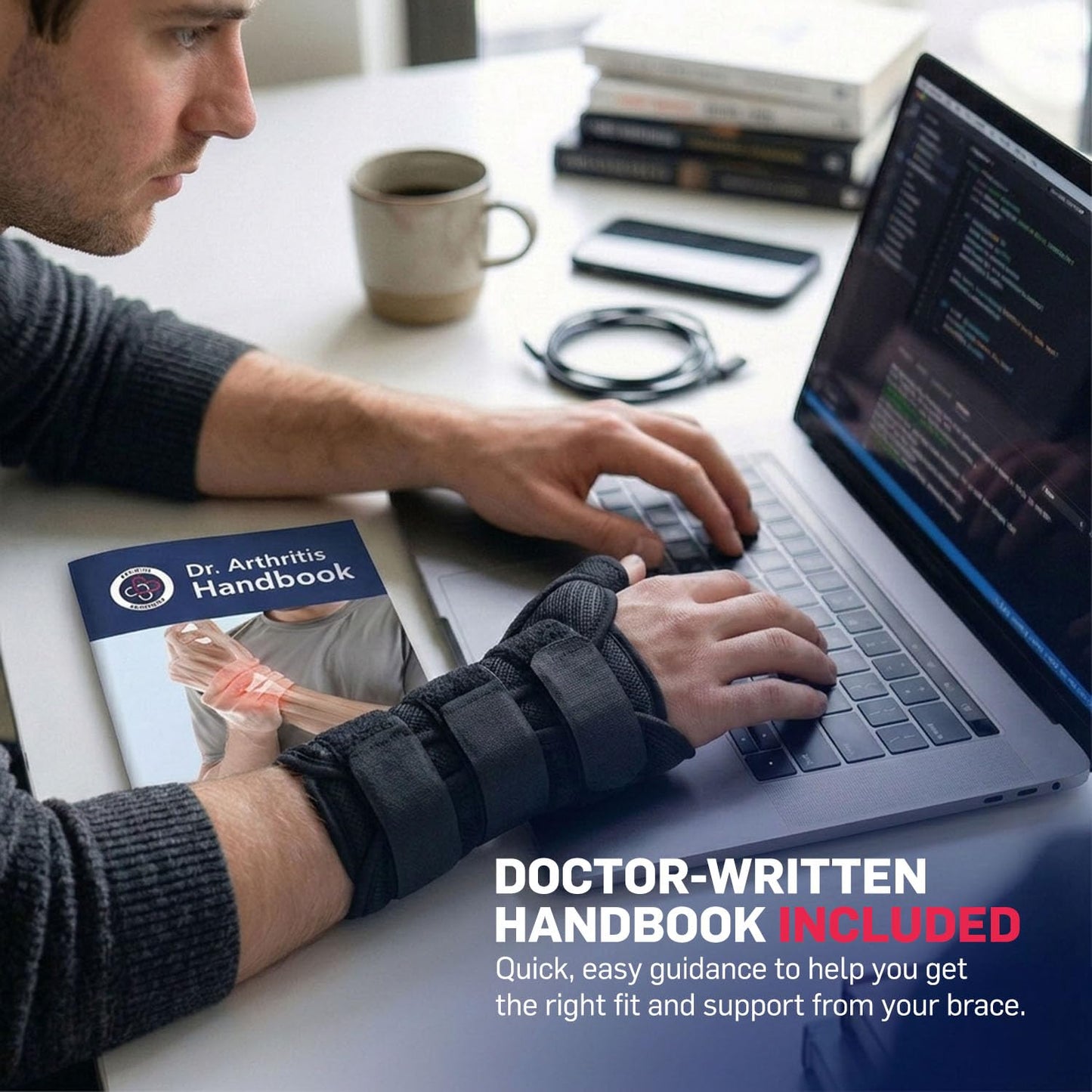 Doctor Developed Carpal Tunnel Wrist Brace Night Support, Thumb Spica Splint Left Hand for De Quervains Tenosynovitis, Tendonitis, Wrist Brace With Thumb Support-Small/Medium-Women & Men, Black