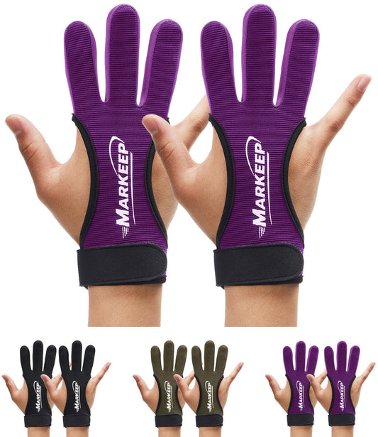 MARKEEP Archery Gloves 2 Pack Shooting Hunting Leather Guard 3-Finger Guard for Youth Adult Man Woman and Beginner Recurve Arrow Bow Archery Protective Gear Accessories