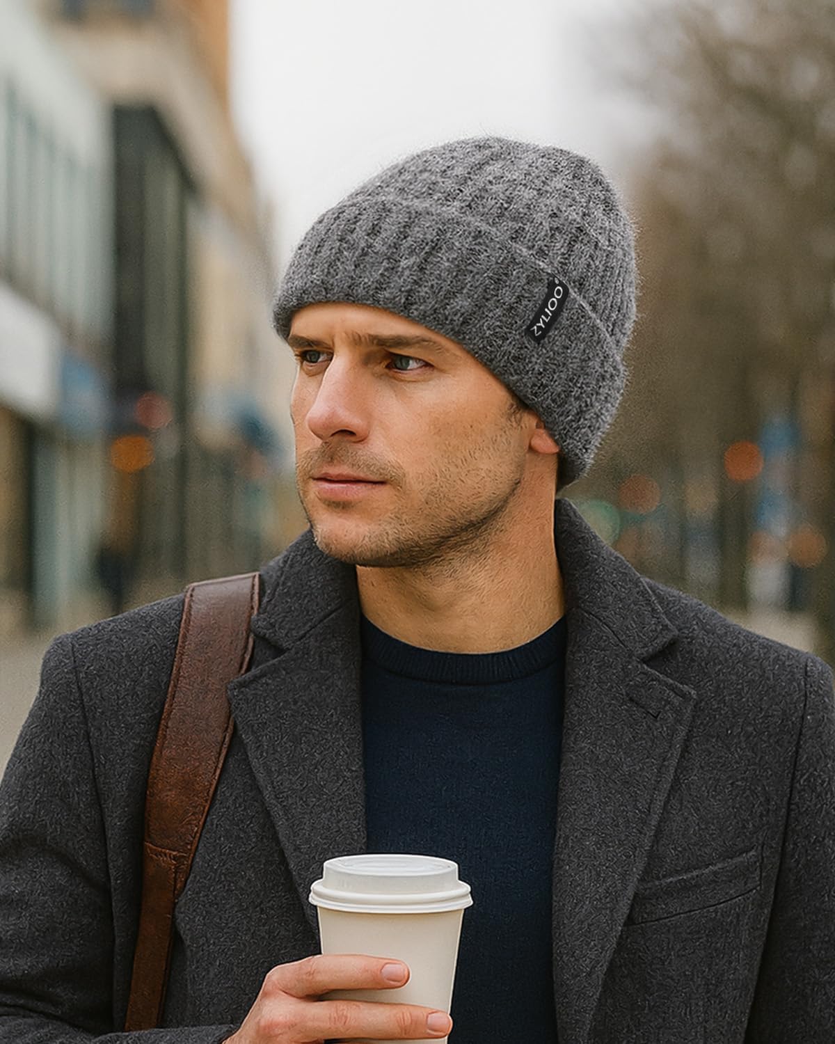 Zylioo Oversize XXL Thick Beanie Cap for Men Women,Soft Stretchy Warm Knit Hat,Chunky Winter Ski Hats for Cold Weather Black