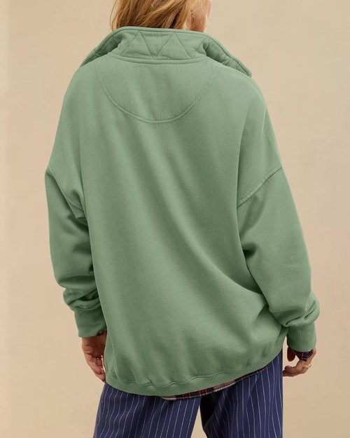 Gacaky Oversized Sweatshirt for Women - Casual Long Sleeve Button Henley Neck Pullover Top
