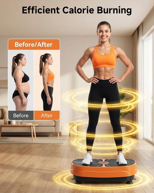 GORISE Vibration Plate Exercise Machine - Full Body Fitness Platform for Lymphatic Drainage & Weight Loss | Remote Control, Orange