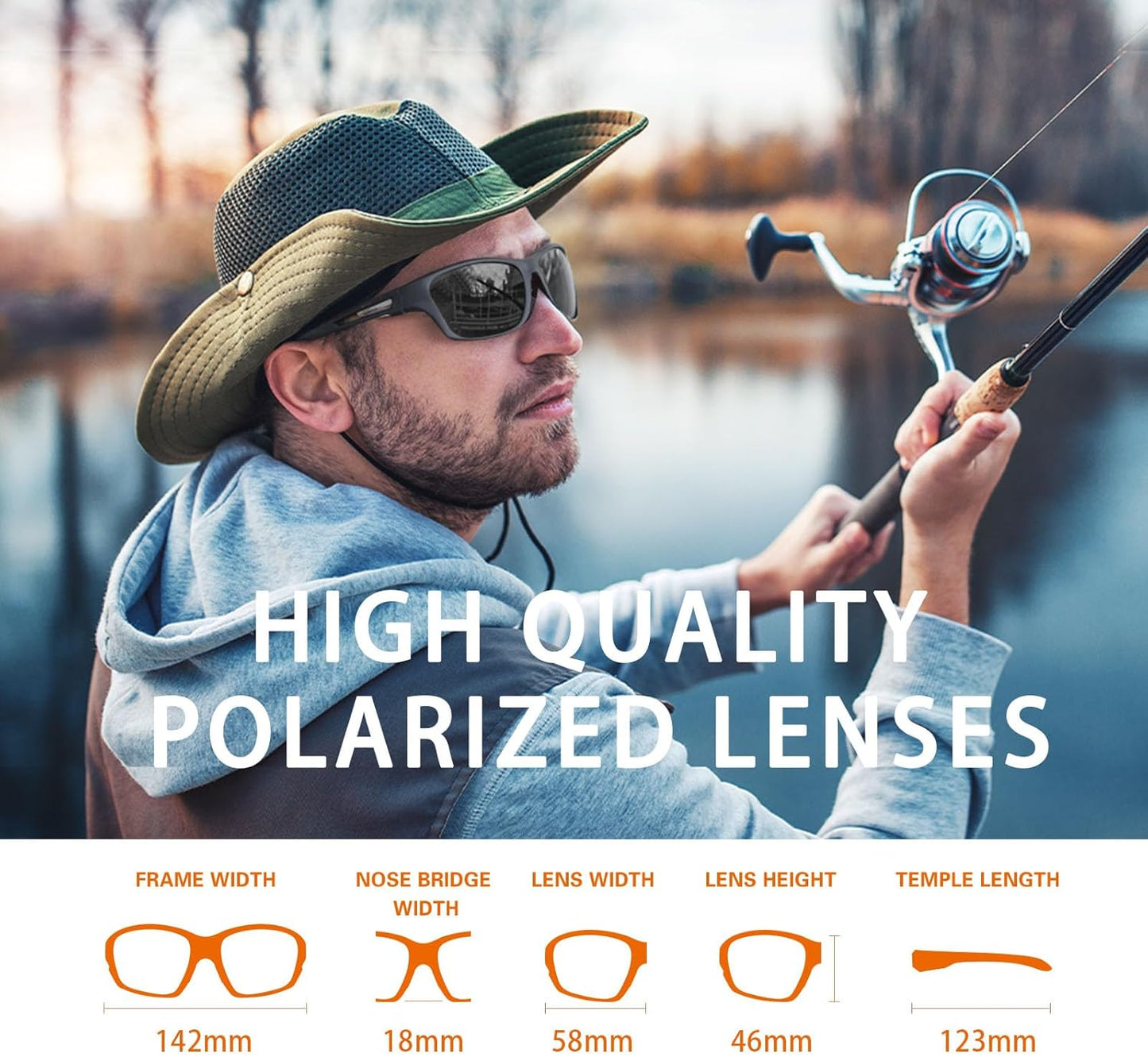 Suoso Polarized Sports Sunglasses - UV400 Protection Wrap-Around Goggles for Driving & Fishing