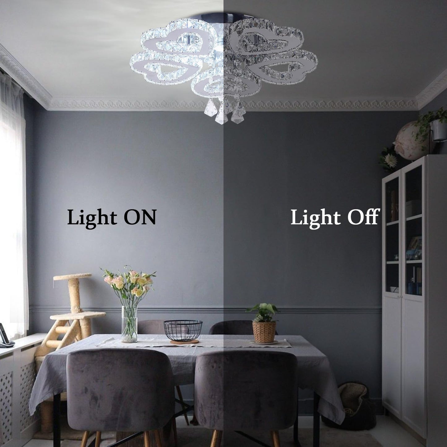 xychfantligh Modern Chandelier 5 Heart Ring Crystal Chandelier Crystal Ceiling Light Stainless Steel Pendant Light Chandeliers for Bedroom Living Room Dinning Room Foyer (Cool White 6500K)