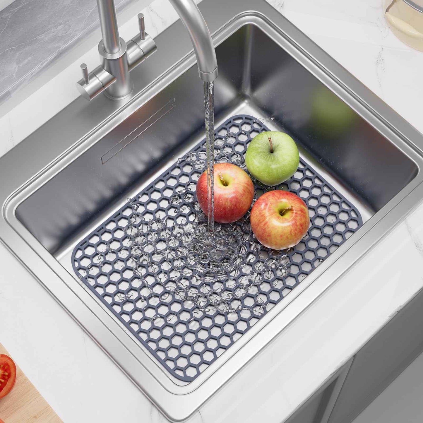 Bestjing Silicone Sink Protector for Kitchen Sink - 18.3''x12.5'' Kitchen Sink Grid Accessory, Non-slip Heat Resistant Sink Grid Dry Mat for Bottom of Porcelain Stainless Steel, Dishwasher Safe
