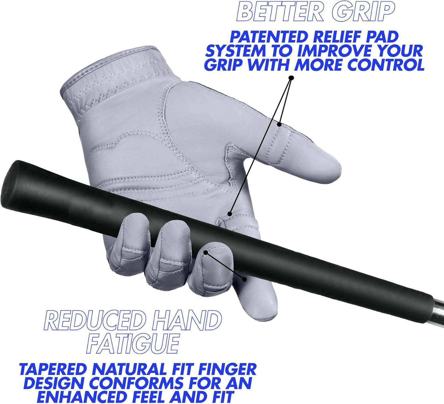 Bionic Men's StableGrip 2.0 Golf Glove - Premium Cabretta Leather | Grey Color for Enhanced Performance