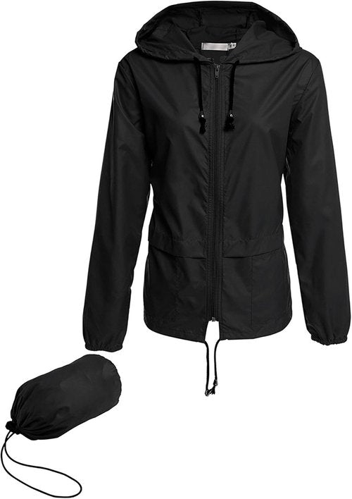 Avoogue Raincoat - Women's Lightweight Waterproof Jacket | Packable Hooded Windbreaker