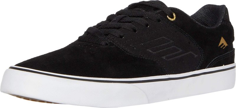 Emerica Mens Skate Shoe, Black/Gold/White, 5