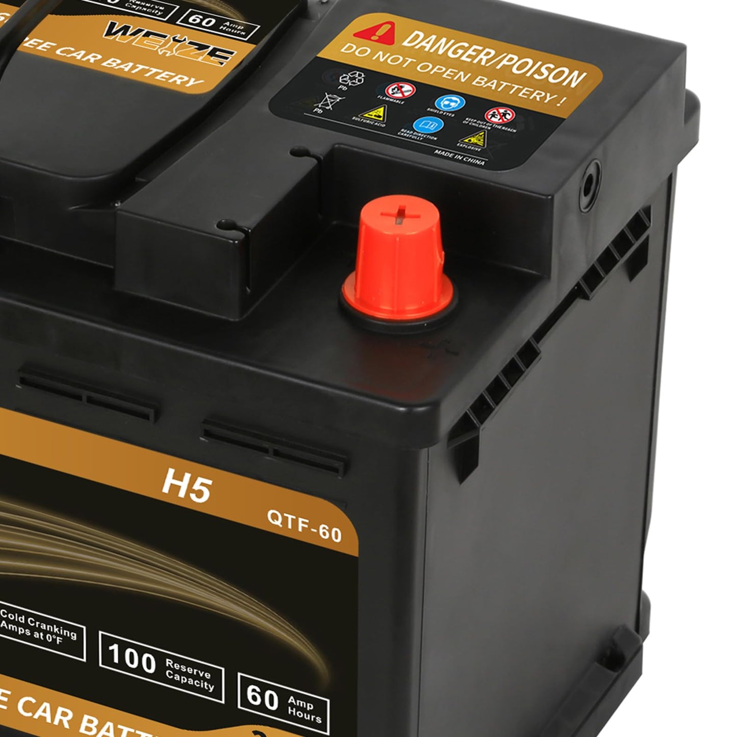 Weize Platinum AGM Battery BCI Group 47-12v 60ah H5 Size 47 Automotive Battery, 100RC, 680CCA, 36 Months Warranty, Dimensions 9.52" L x 6.89" W x 7.48" H