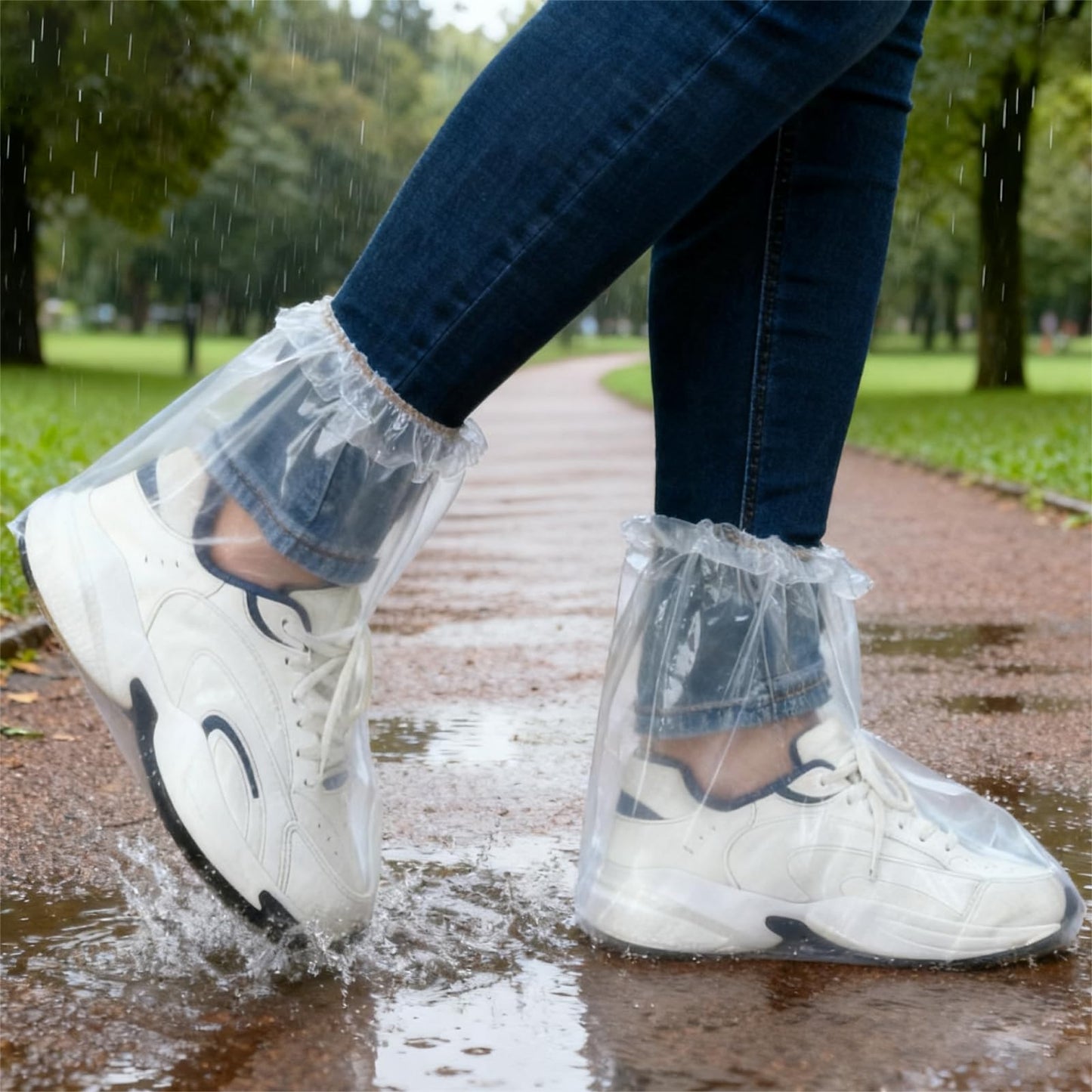 10 Pairs Shoe Covers for Rain, Thickened Disposable Rain Shoe Covers Waterproof, Non-Slip Outdoor Boot Protector for Men Women (Clear)