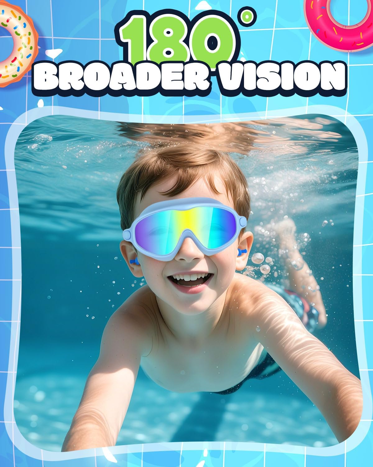 Rantizon Kids Swimming Goggles - Anti-Fog & UV Protection | No Leak Wide View, 2 Pack for Ages 3-14