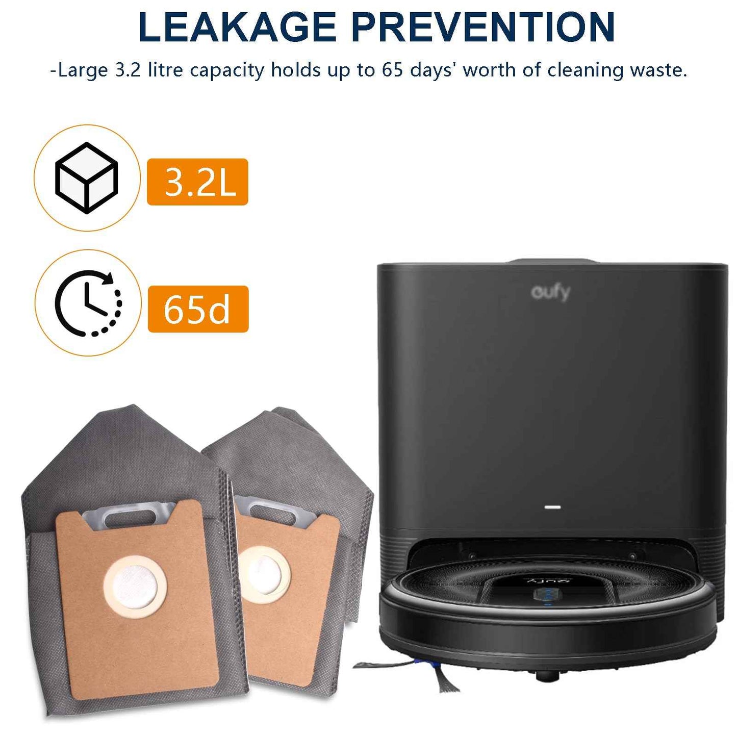 14Pcs Dust Bags Replacement for Eufy G35+, G40+, G40 Hybrid+ Auto-Empty Station,Eufy Robot Vacuum Dust Bags Kit, 2.7L Large Capacity Disposable Replacement Bags