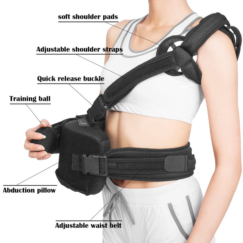 Shoulder Sling with Abduction Pillow, Abducted Shoulder Immobilizer for Rotator Cuff, Sublexion, Surgery, Dislocated and Broken Arm, Arm Sling Shoulders Immobilizer for Left & Right (Right)