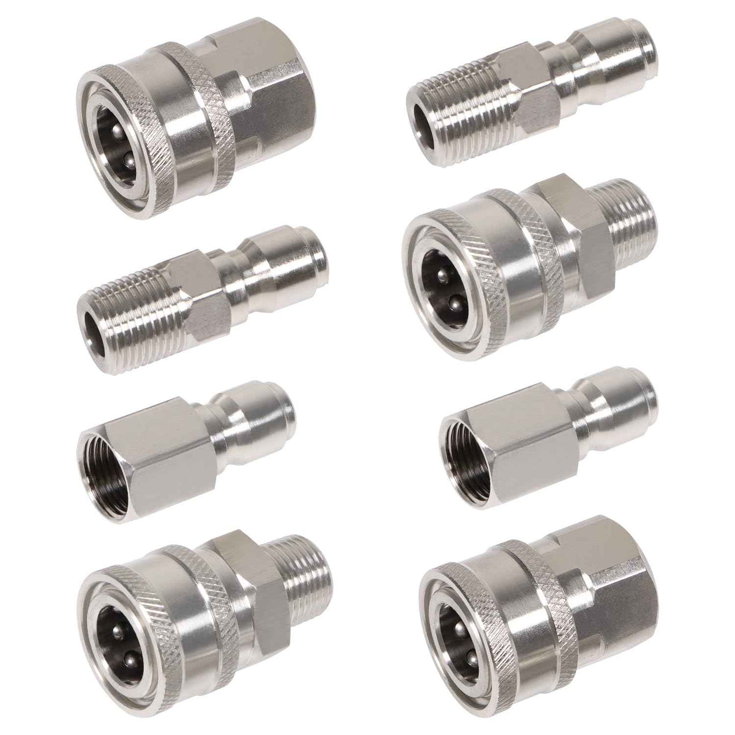 3/8 Inch 3/8'' Pressure Washer Quick Connect Fittings Stainless Steel Adapter Set for NPT Male and Female Thread Kit