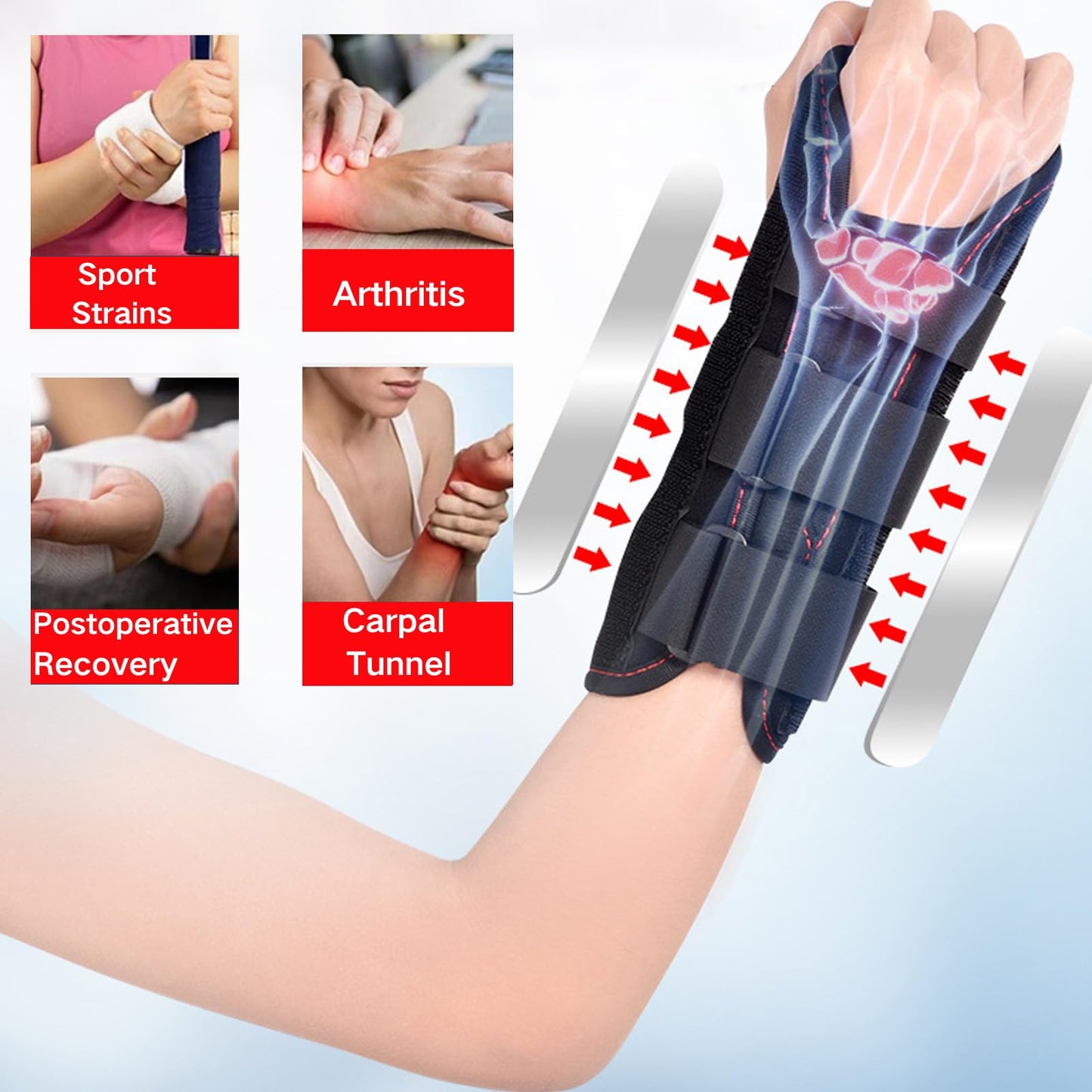 Kids Wrist Brace Fits wrist circumference 4-6.2 inches Pediatric Wrist Splint & Wrist Support for Kids, Adjustable Youth Wrist Brace for Sprains, Strains, Arthritis & Carpal Tunnel Pain Relief - Left & Right Hand (1, Black, Pediatric)