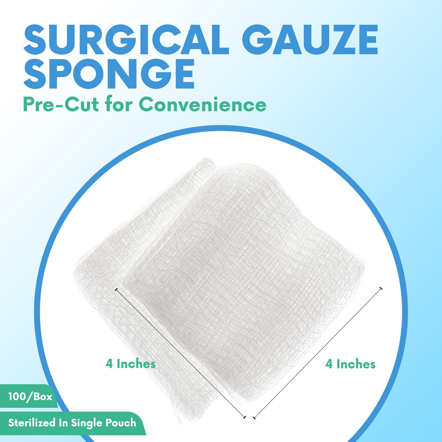 4x4 Large Sterile Gauze Pads - 100 Pack, 12-Ply Woven Cotton, Individually Wrapped Medical Gauze Sponges, Soft & Highly Absorbent Wound Dressings for First Aid Kits & Home Care by HEALQU