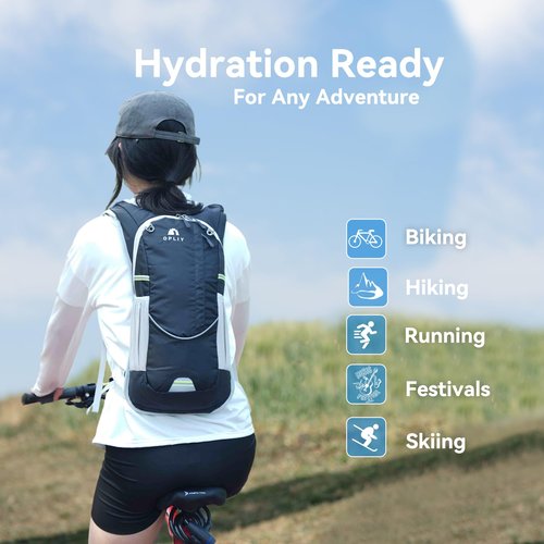 Hydration Pack,Hydration Backpack with 2L Hydration Bladder Lightweight Running Water Backpack for Women Men Kids (Black)