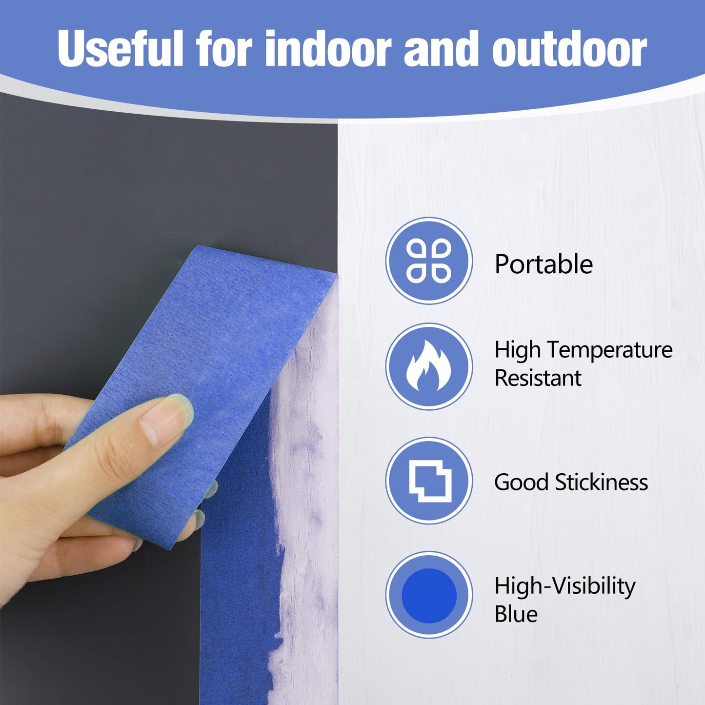 2 Roll Painters Tape 1.89In × 55Yard Blue Painters Tape Bulk Multi-Surface Blue Masking Tape for Wall Painting Edge Treatment DIY Crafts