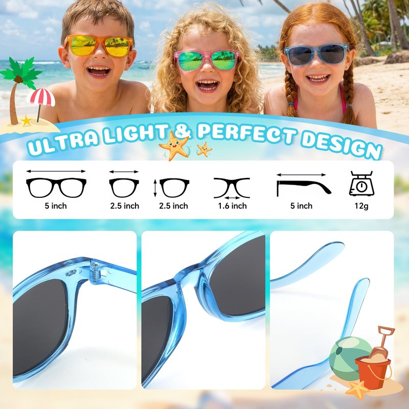 Froman Kids Sunglasses Bulk - 16 Pack Party Favors for Boys Girls Ages 3-8, Neon Colors with UV 400 Protection, Birthday Goodie Bag Stuffers