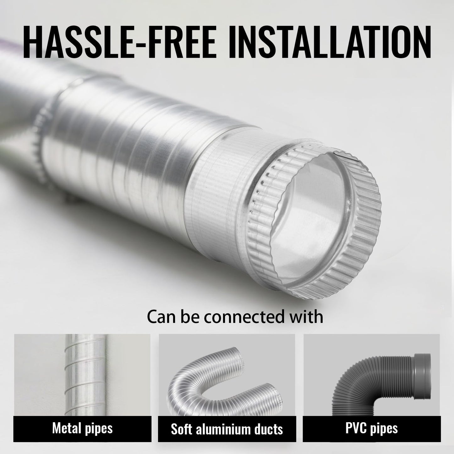 ZOWZEA 3 Inch Round Galvanized Steel Duct Connector - Metal Ventilation Pipe Coupler - Dryer Vent Hose Extension - HVAC Ducting Coupling for Straight Connection