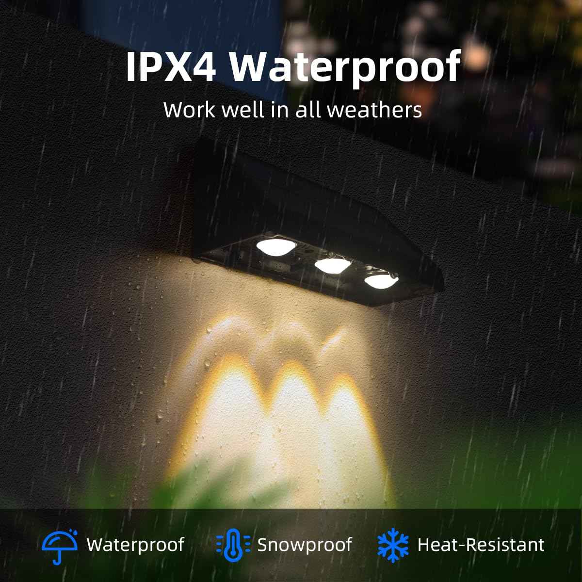 Solar Wall Lights Outdoor, 3 LED Lenses Fence Lights Solar Powered Outdoor Waterproof Warm White, Dusk to Dawn Exterior House Number Lighting for Porch, Patio, Balcony, Deck, Address Sign (2 Pack)