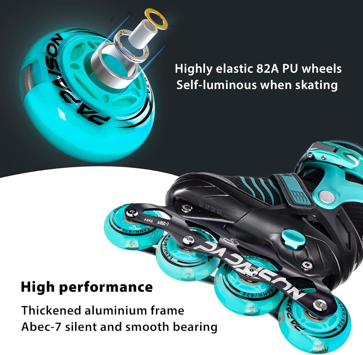 PAPAISON Adjustable Inline Skates - Light Up Wheels for Kids Ages 4-16 | Perfect for Outdoor Fun