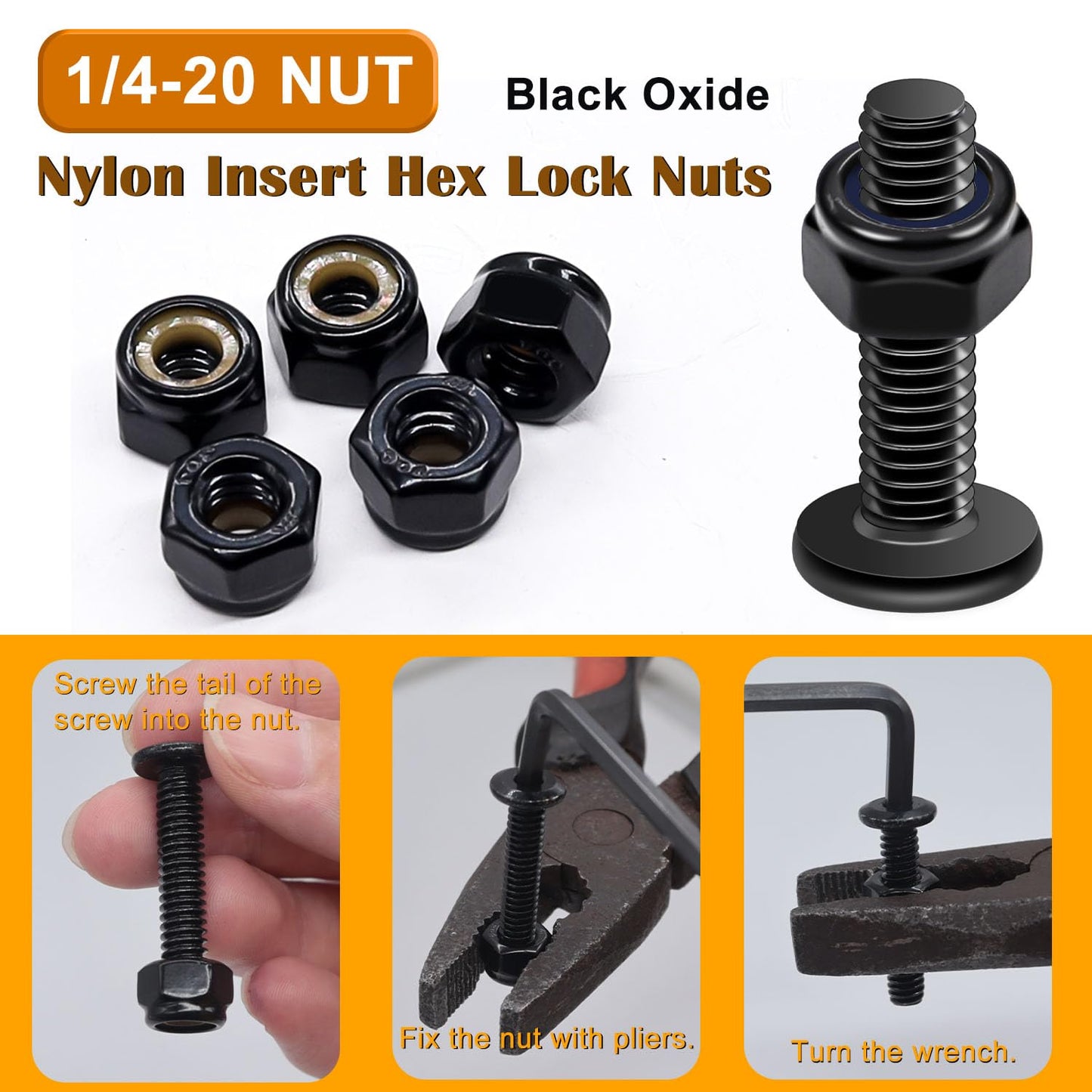 weideer 30pcs 1/4-20 x 1-1/2" Nuts and Bolts Kit, Stainless Steel 18-8 (304) Flat Head Hex Socket Cap Furniture Bolts,Nylon Insert Hex Lock Nuts with Hex Spanner