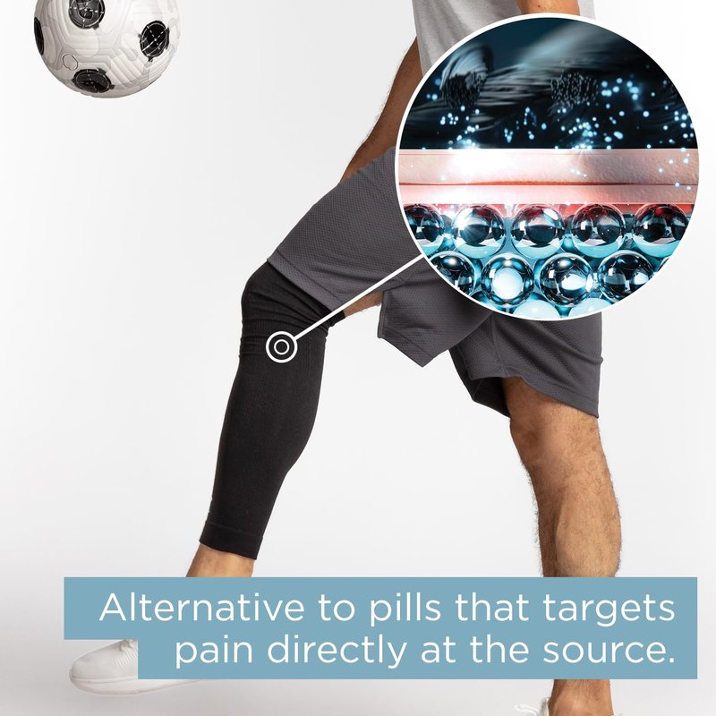 NUFABRX Medicine-Infused Pain Relieving Leg Compression Sleeve for Men and Women with Leg/Knee Pain, Arthritis, Tendonitis, and Calf Cramps