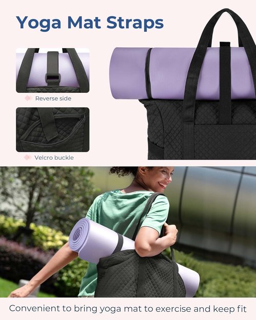 BAGSMART Crush Tote Bag - 20L Quilted Work Tote with Zipper | Stylish Travel Essentials for Women