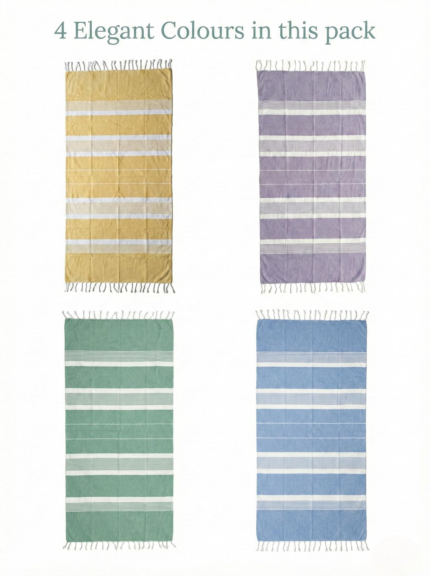 9Threads Cotton Turkish Beach Towel with Towels Oversized 36"x72" Pool Absorbent Extra Large Quick Dry Sand Travel Towel (Coastal, 4 Pack)
