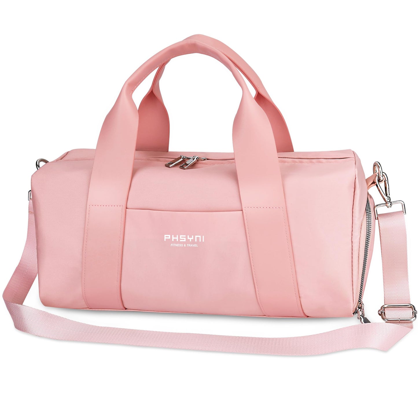 16" Gym Bag for Women,with Shoes Compartment and Waterproof Pocket(Pink)