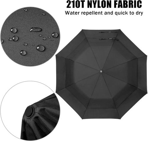 G4Free 62-Inch Portable Golf Umbrella - Oversized Windproof & Waterproof Design | Black