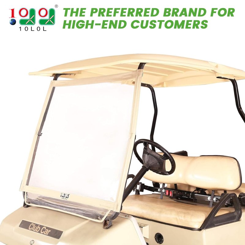 10L0L Golf Cart Windshield Fits Club Car DS/Tempo/Precedent Soft PVC Lightweight Foldable Windproof Waterproof
