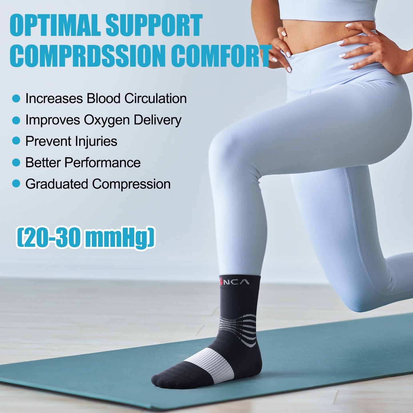 NEENCA Medical Compression Socks—2 Pairs, Ankle Socks for Injury Recovery, Pain Relief, Swelling, Sport Protection