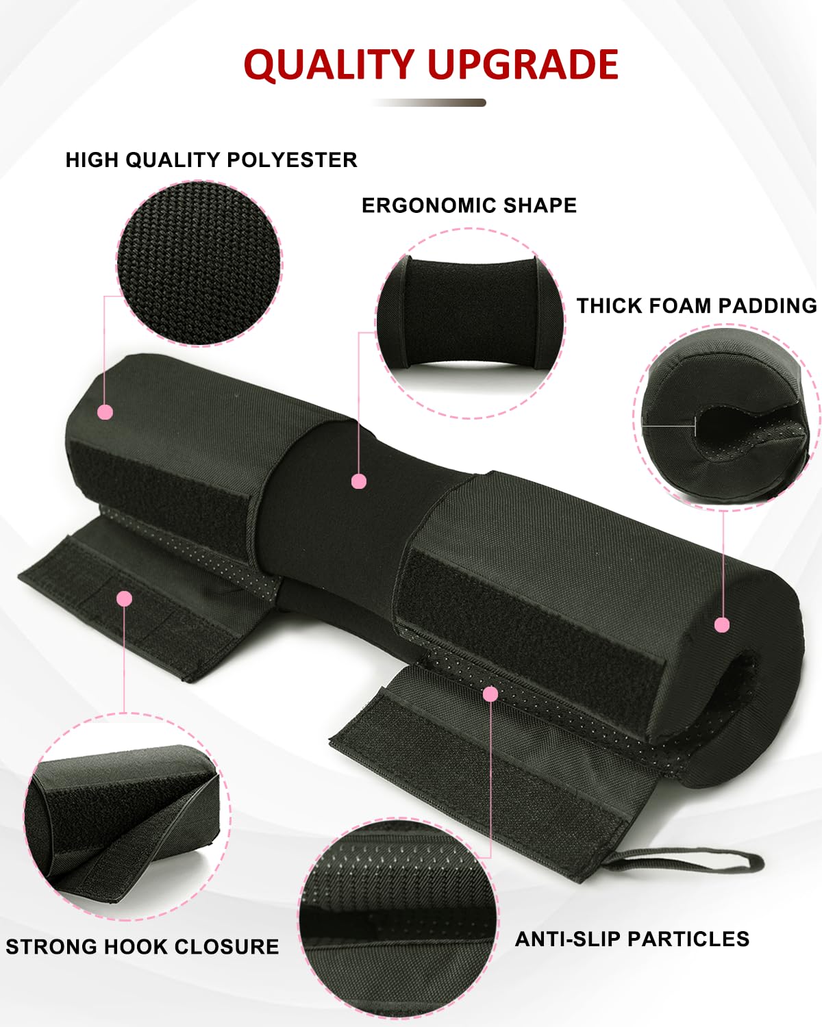 Barbell Squat Pad Nylon Padding AntiSlip- Thick Foam Barbell Pad for Squats Cushion, Lunges&Bar Padding for Hip Thrusts - Standard Weight Bar Pad - Provides Cushion to Neck Shoulders Training