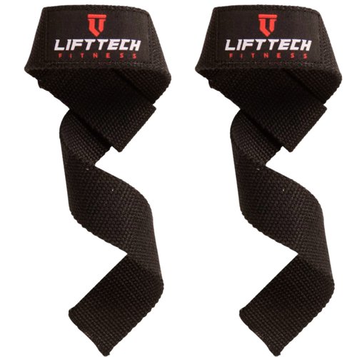 Lift Tech Fitness Weight Lifting Straps for Men & Women - Cotton Gym Straps for Weightlifting, HIIT, Strength Training - Pull up & Deadlift Straps - Black, One Size