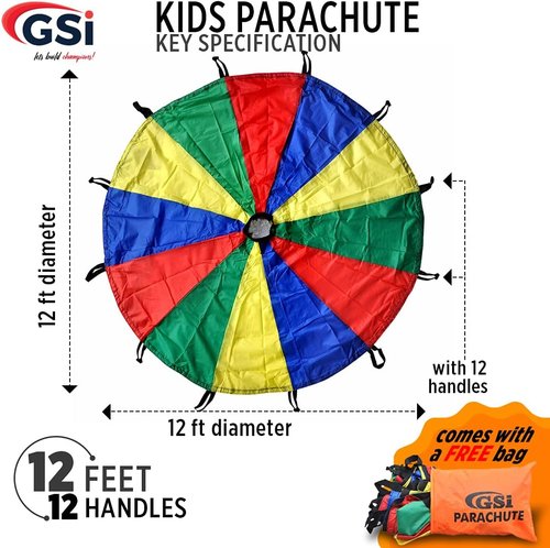 GSi Parachute - Durable 12ft & 6ft Parachute Set for Outdoor Fun and Activities