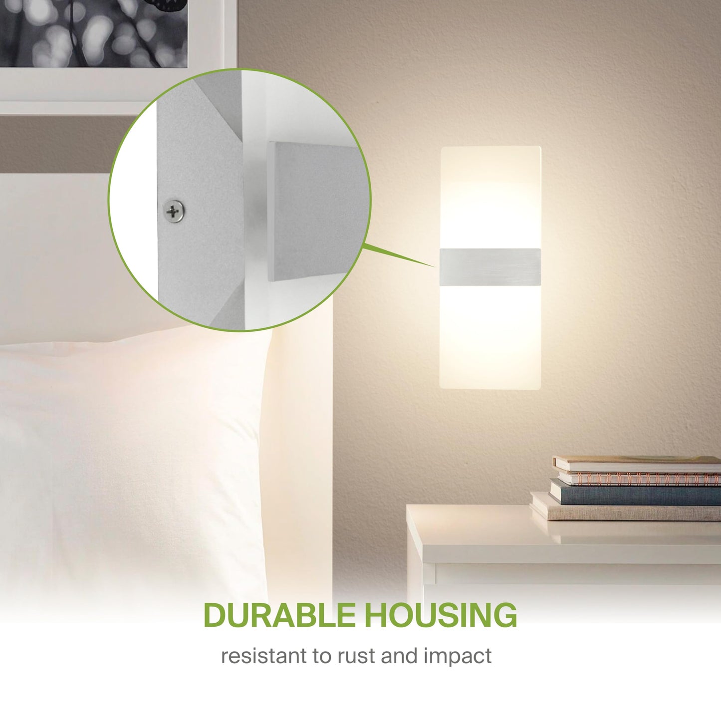 ASD 14 Inch LED Indoor Wall Sconce - Modern Interior 24W 120V 2700K-5000K Adjustable Dimmable Wall Mounted Light Fixtures, Acrylic Glass Wall Lights for Stairway, Hallway - ETL, Brushed Nickel 2 Pack