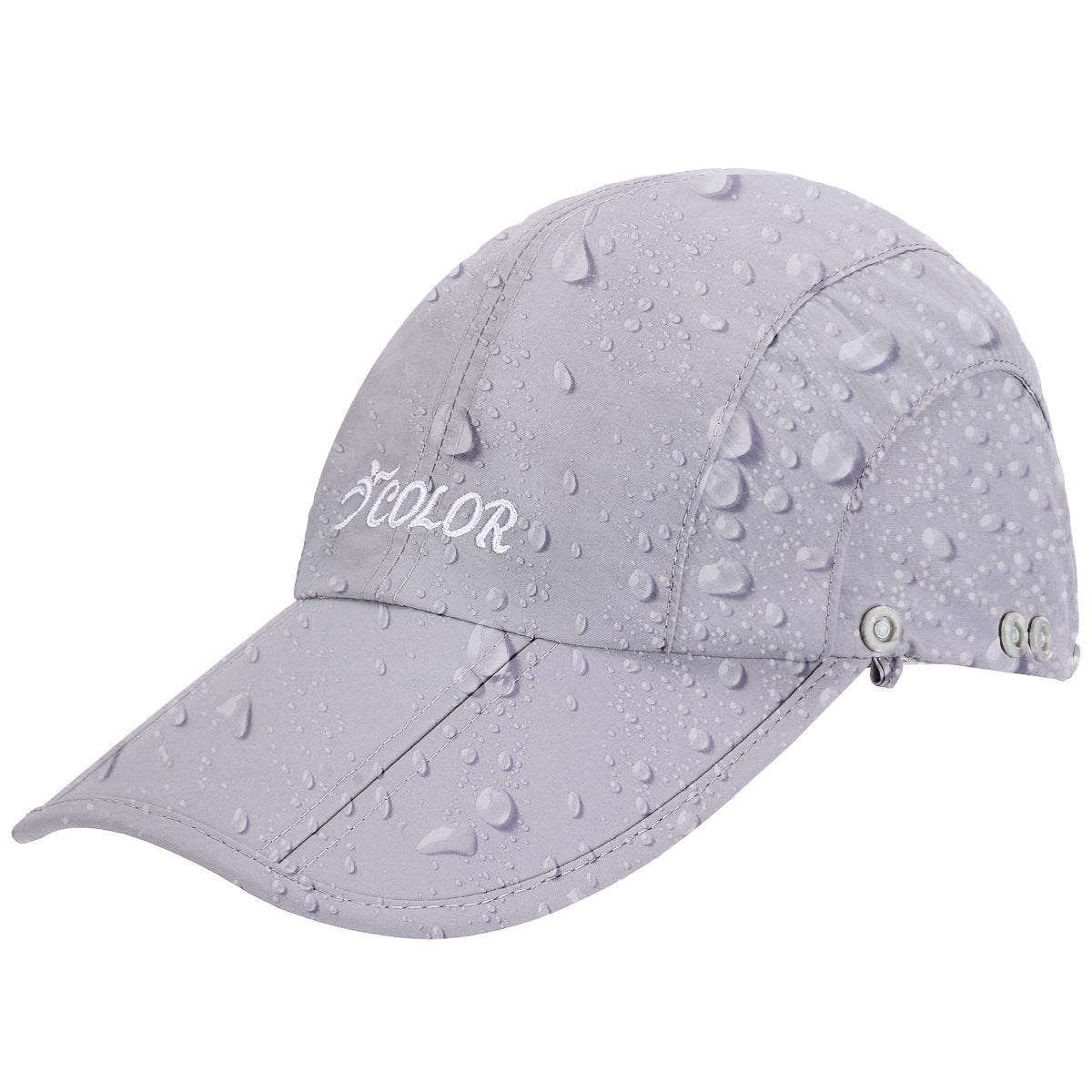 icolor Sun Hats for Men Women with Neck Flap,Foldable Sun Cap Fishing Sun Hats,Summer UPF50+ Sun Protection Ponytail Hats LightGray