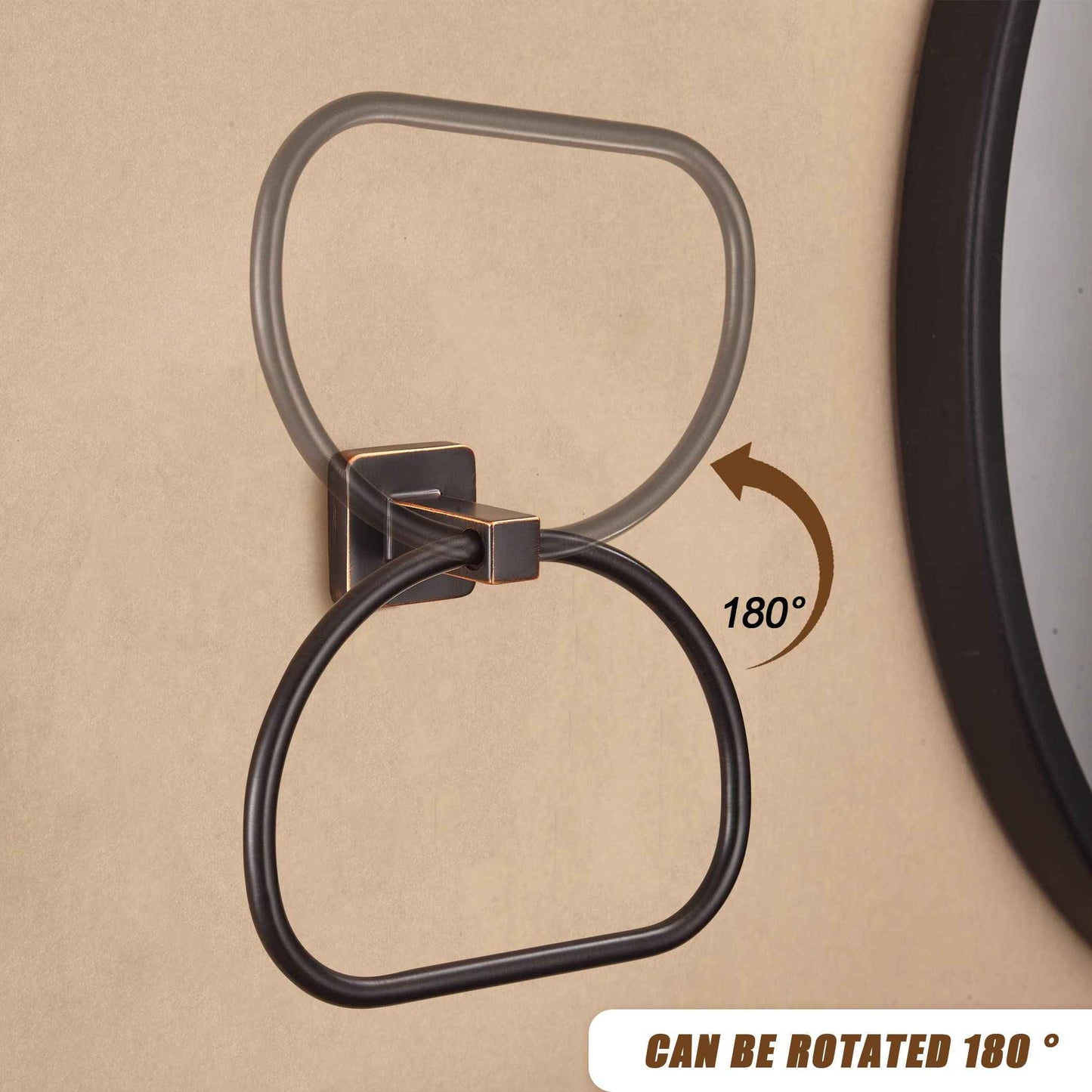 WOLIBEER Bronze Towel Ring,Bathroom Hand Towel Holder Wall Mount,Oil Rubbed Towel Rack Rustic Towel Hanger ORB Farmhouse Bathroom Accessories