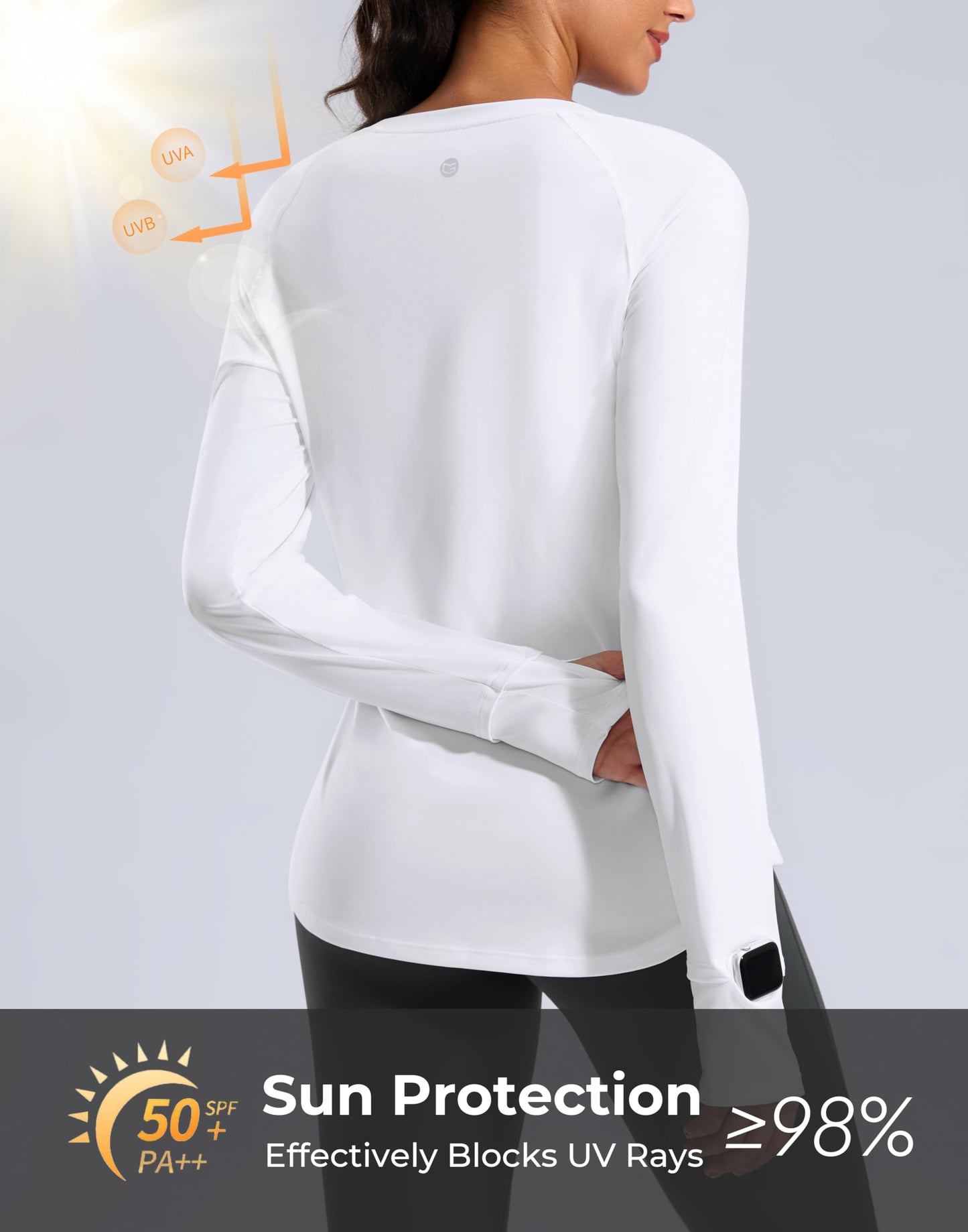 G Gradual Long Sleeve Workout Tops for Women Quick Dry Lightweight Running Athletic Shirts with Zip Pocket Moisture Wicking(White,S)