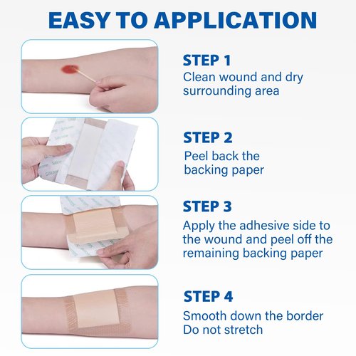 LotFancy Silicone Foam Dressing, 6"x 6" (4.3" x 4.3" Pad), 10 Count, Medical Sterile Wound Dressing with Border, Bed Sores, Pressure Ulcers Healing Bandage Pad, Highly Absorbent, Waterproof