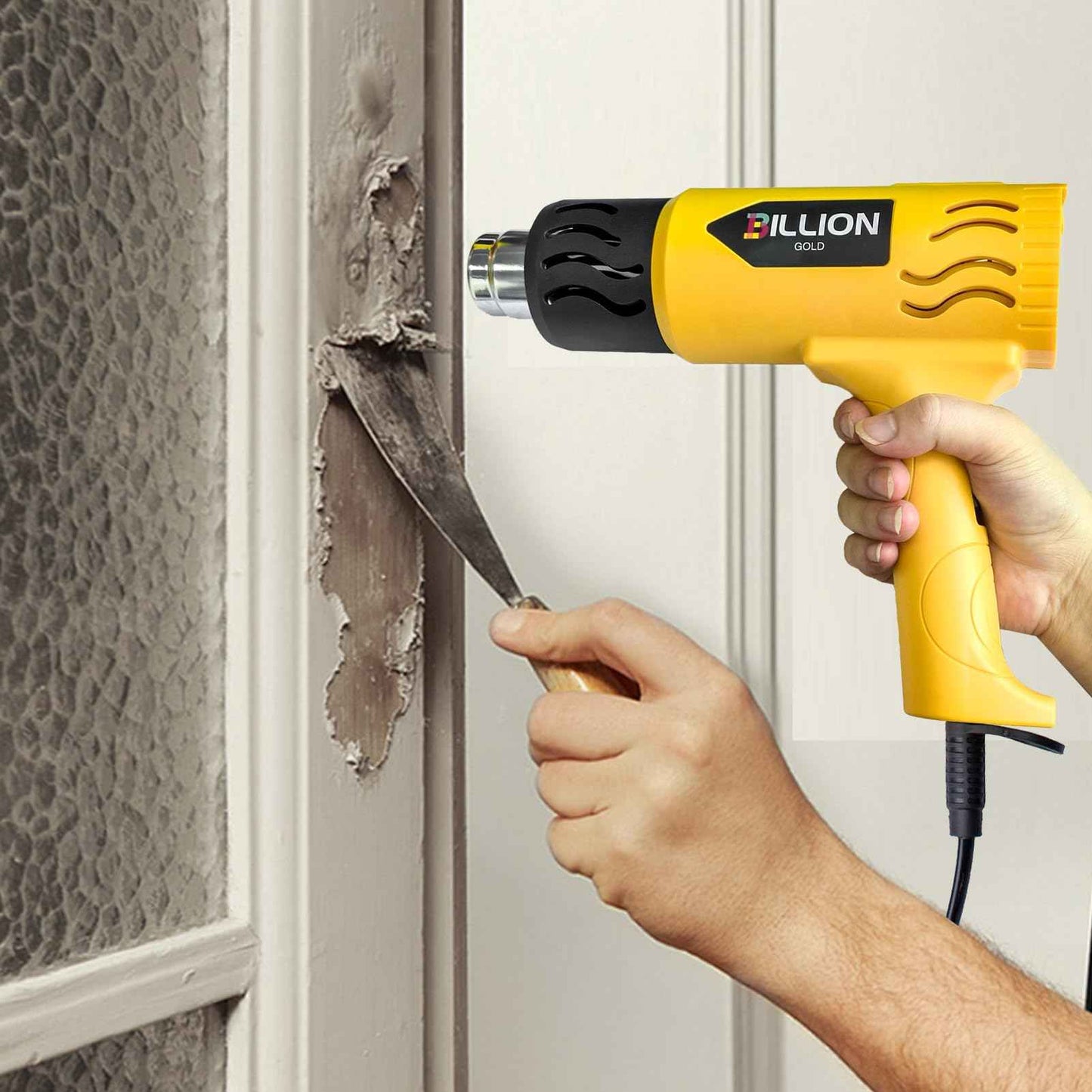 Heat Gun, BILLION GOLD 1800W Hot Air Gun 752℉-1112℉ with 2 Temperature Setting, Heat Gun for Crafting, Shrink Tubing, Paint Removing - 2 Nozzles