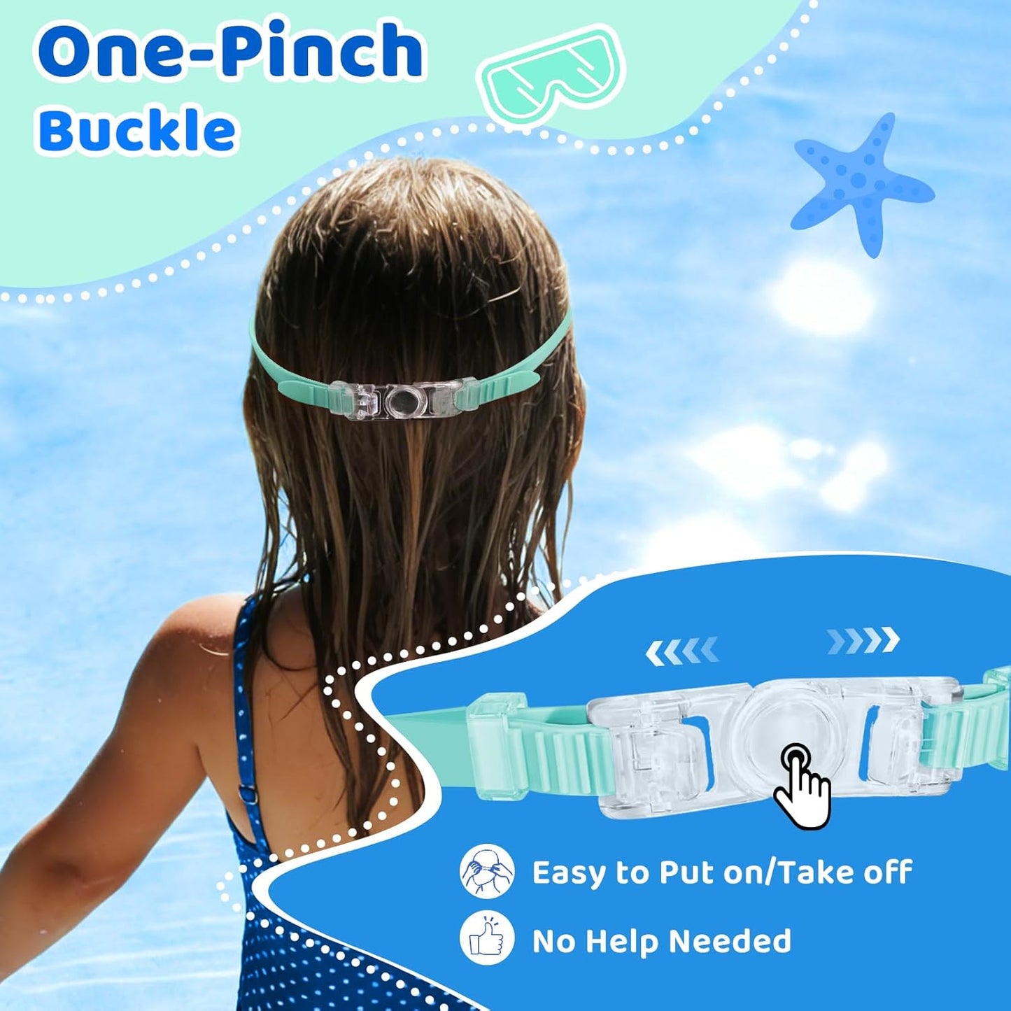 Vvinca Kids Swim Goggles - Anti-Fog UV Protection with Nose Cover | 2 Pack for Ages 3-14