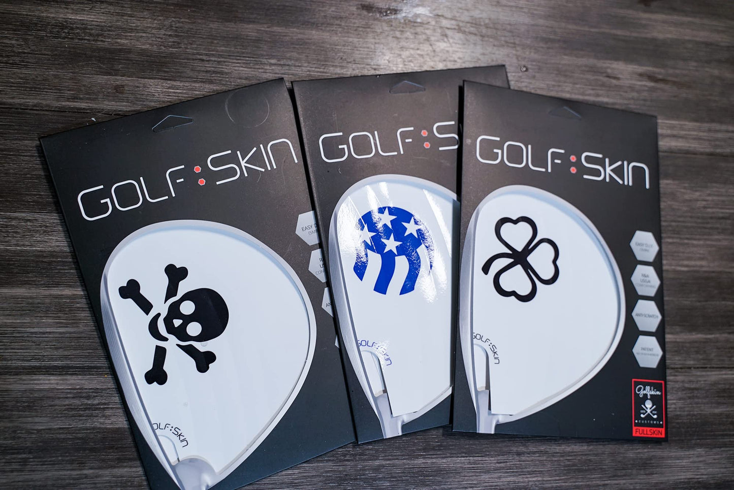 Golf Club Skin/Protector Film Decal for Your Driver. Protects from Scuffs/Scratches. Full Skin - Right Handed Driver Only (White Skin - Blue Smiley)