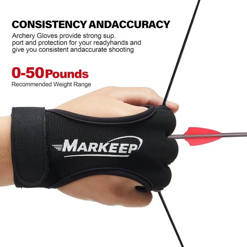 MARKEEP Archery Gloves - 3-Finger Leather Shooting Guard for Youth & Adults | Protective Gear for Archery