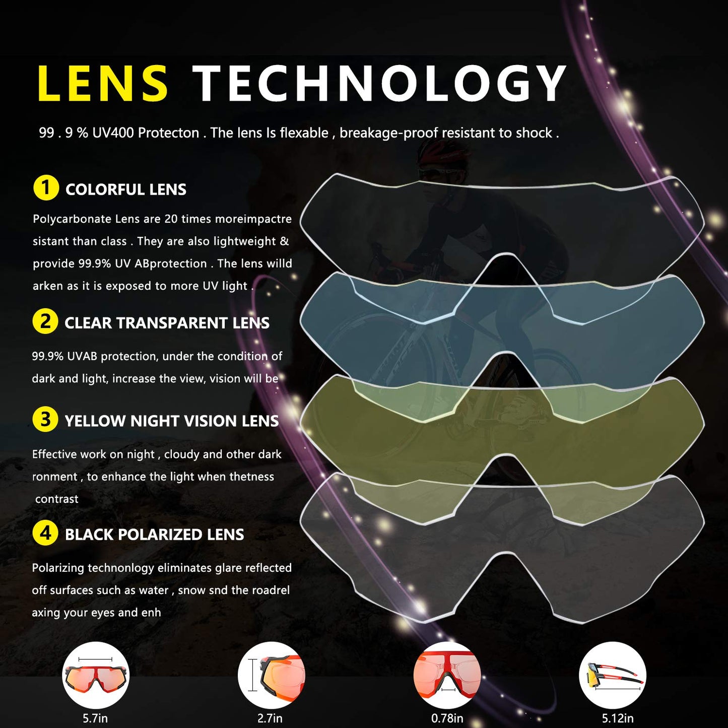 SAVADECK Polarized Cycling Sunglasses with 5 Interchangeable Lenses, Mens Womens Running Baseball Golf Driving Glasses