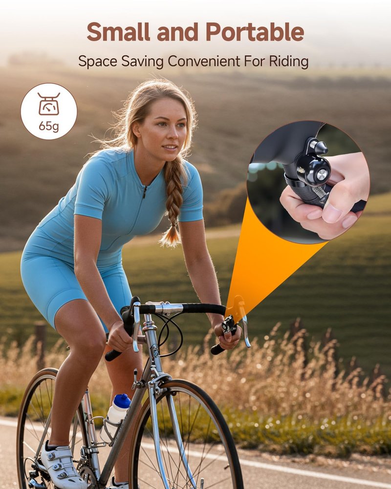 POWVINE Bike Bell, Max 100dB Bike Bells for Adults, Portable Bicycle Bell Fit 22.2-31.8mm Road Bike Bar Handlebars, Waterproof, Durable Double Hammer Design (Black)