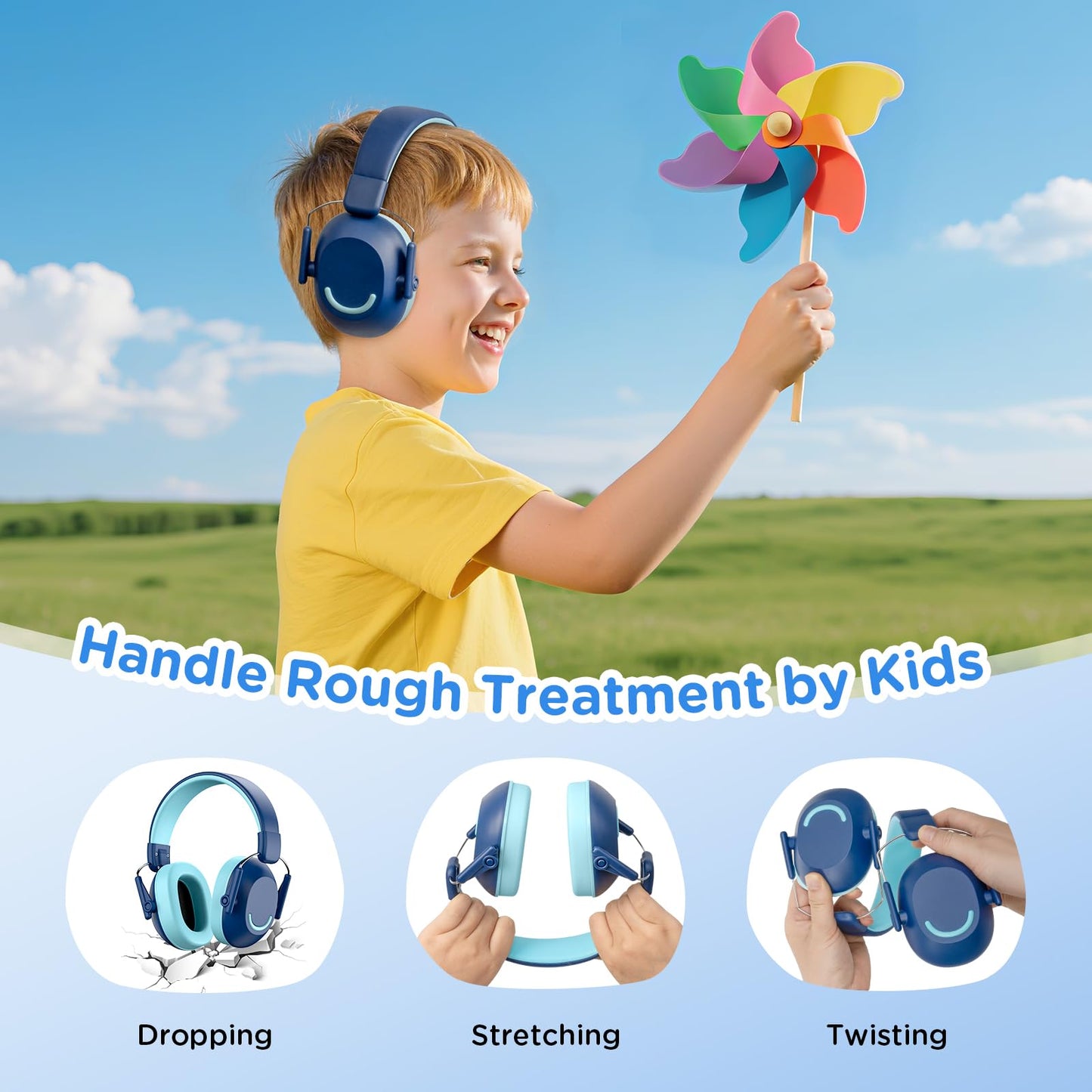 Link Dream Ear Protection Ear Muffs for Kids Noise Reduction SNR 30dB Hearing Protection for Show, Concert, Events, Fireworks (1, Blue)